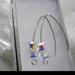 Swarovski borealis cube earrings
